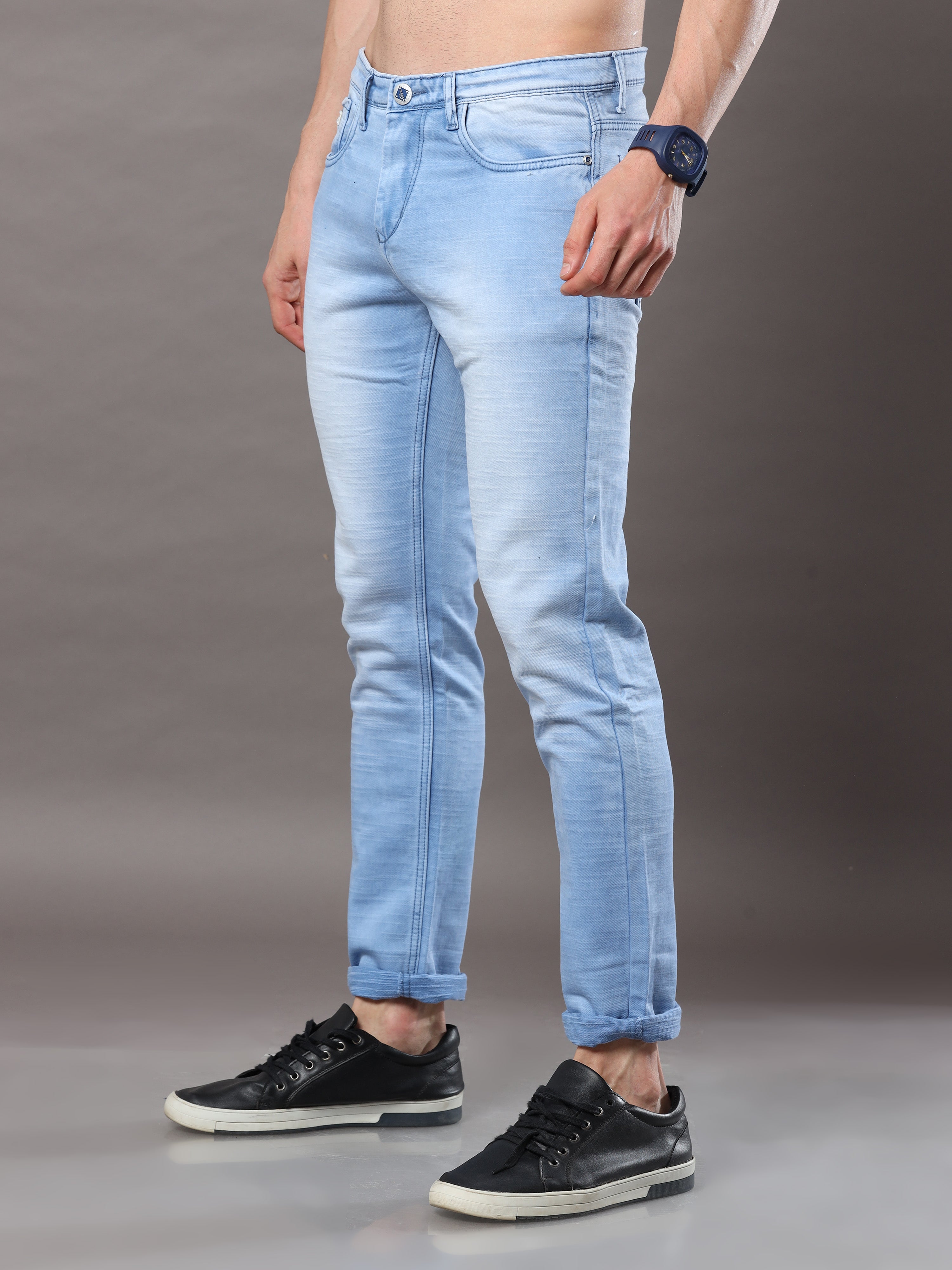 Buy Light Blue Rugged Pattern Jeans for Boys – Mumkins