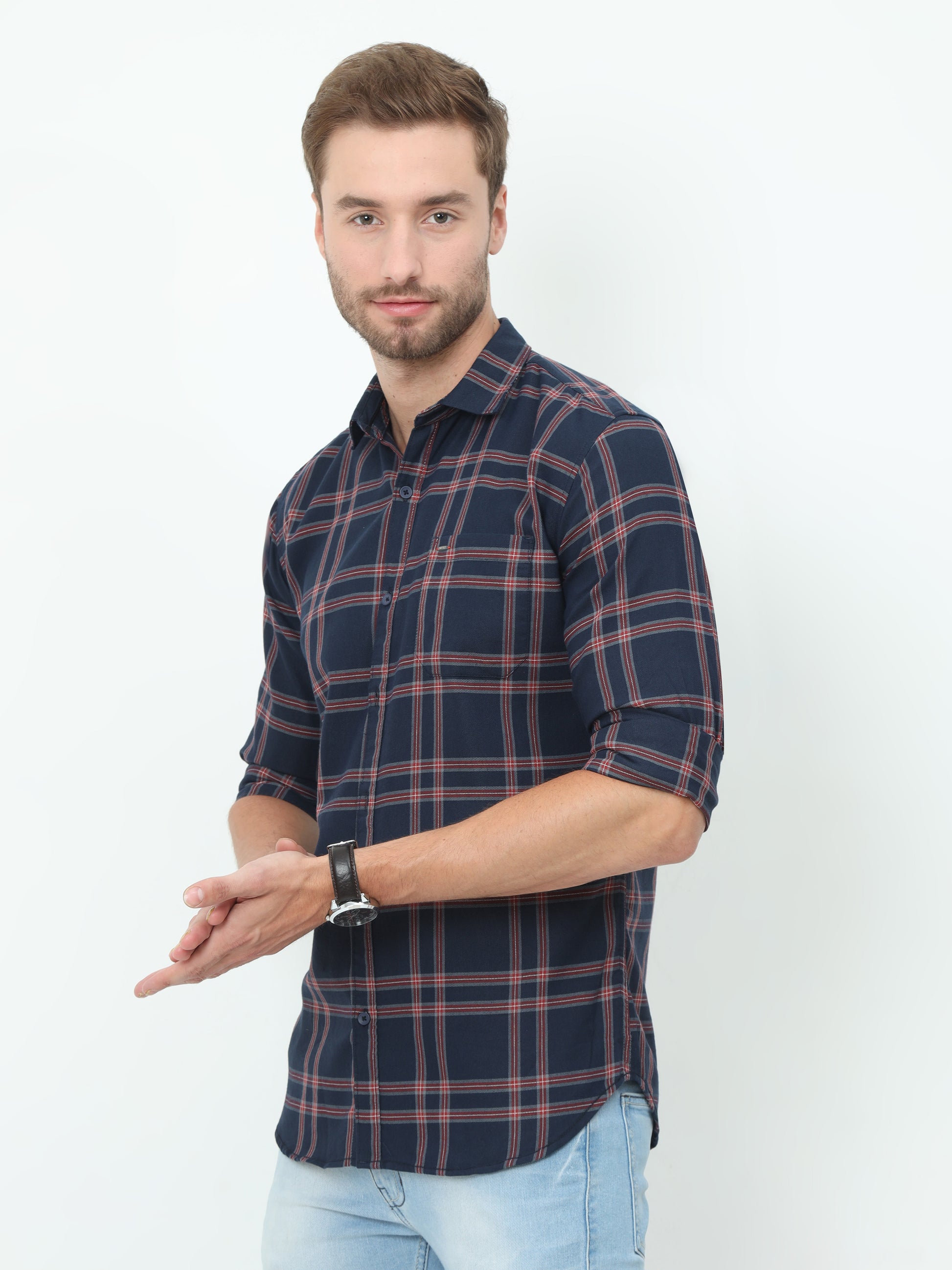 Onfire Checks Blue Shirt
