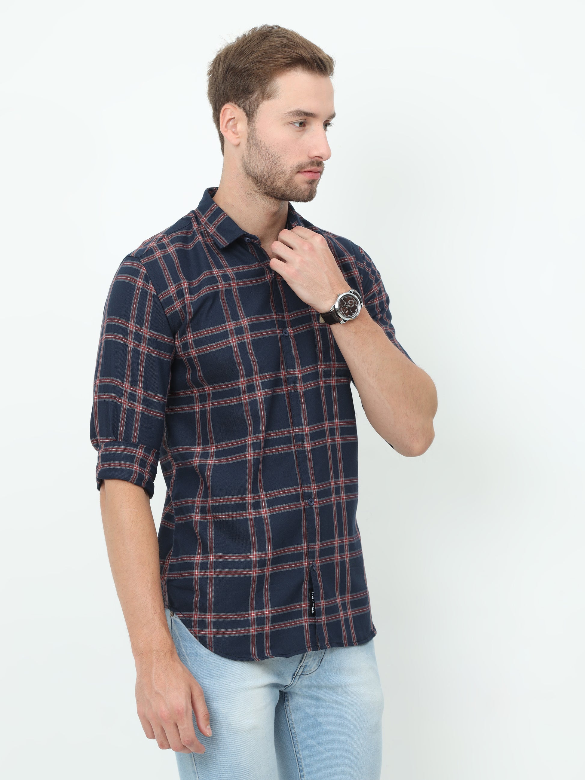 Onfire Checks Blue Shirt