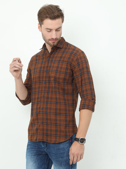 Onfire Checks Rust Shirt