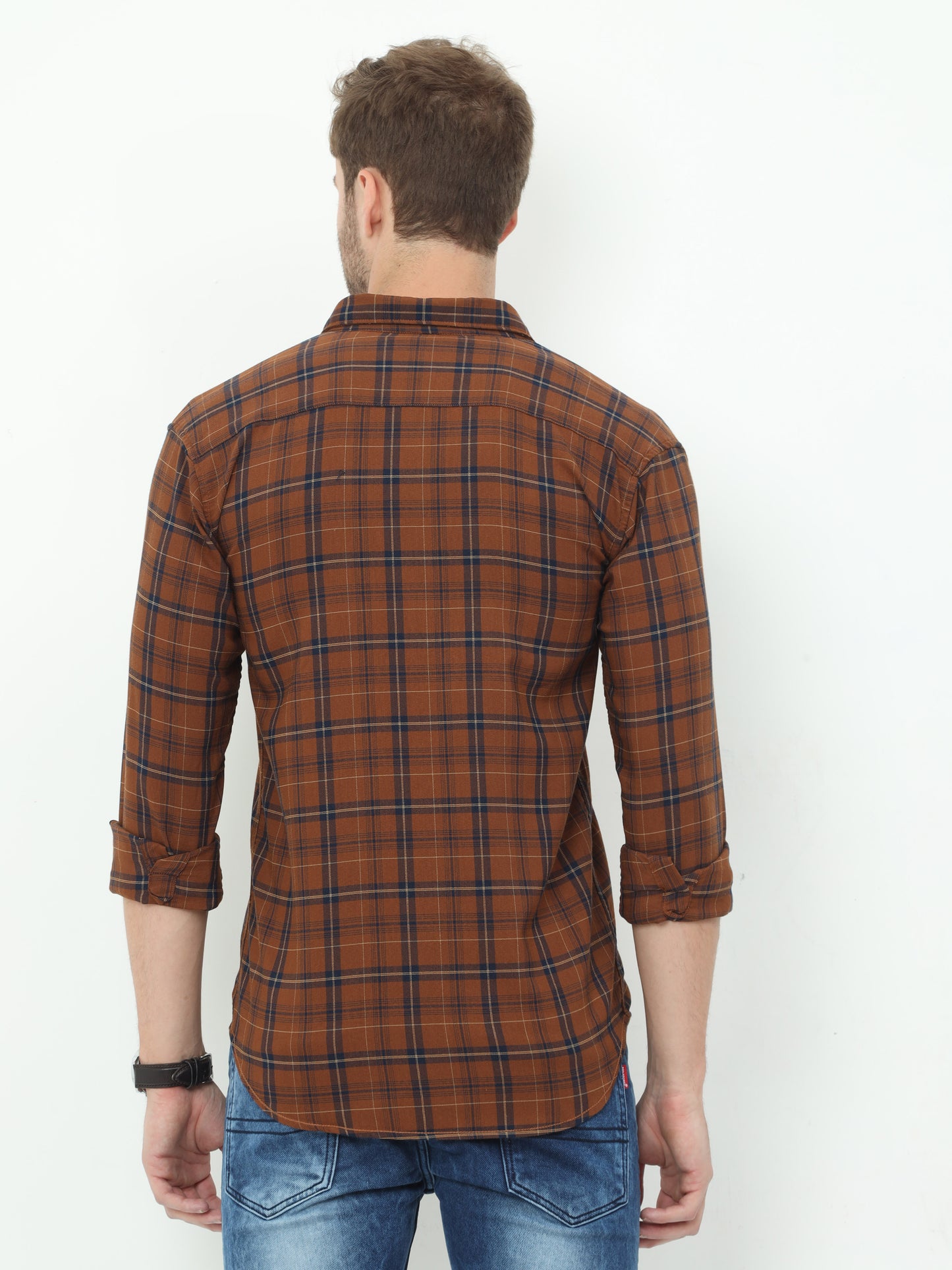 Onfire Checks Rust Shirt