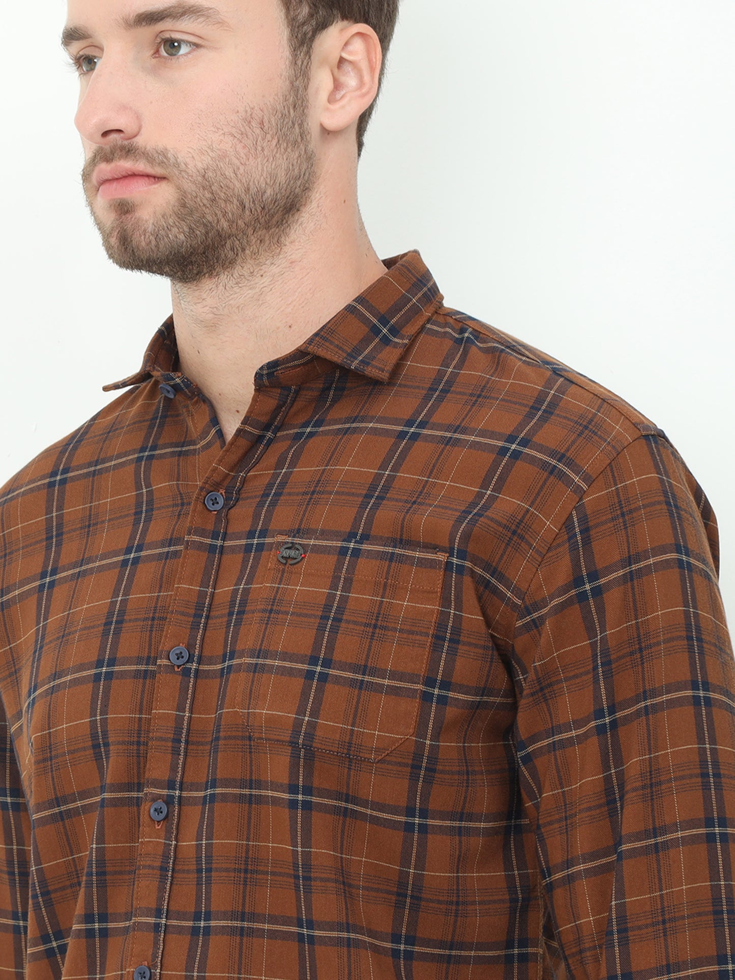 Onfire Checks Rust Shirt