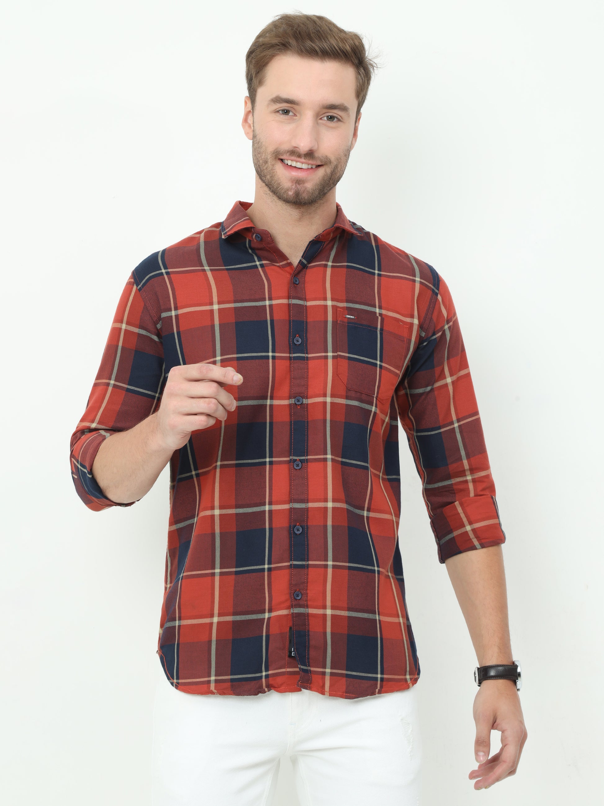 Onfire Checks Brick Shirt