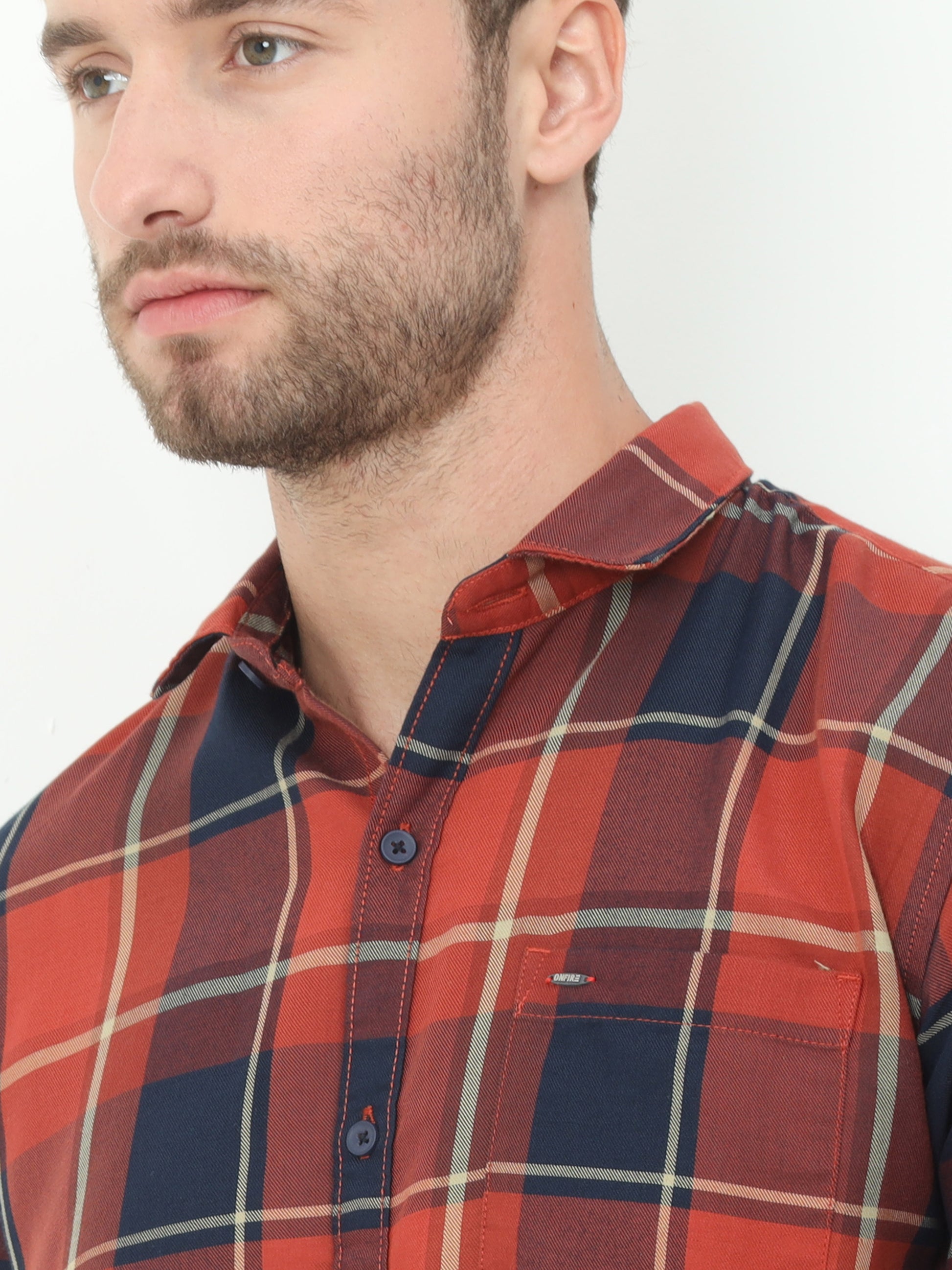 Onfire Checks Brick Shirt