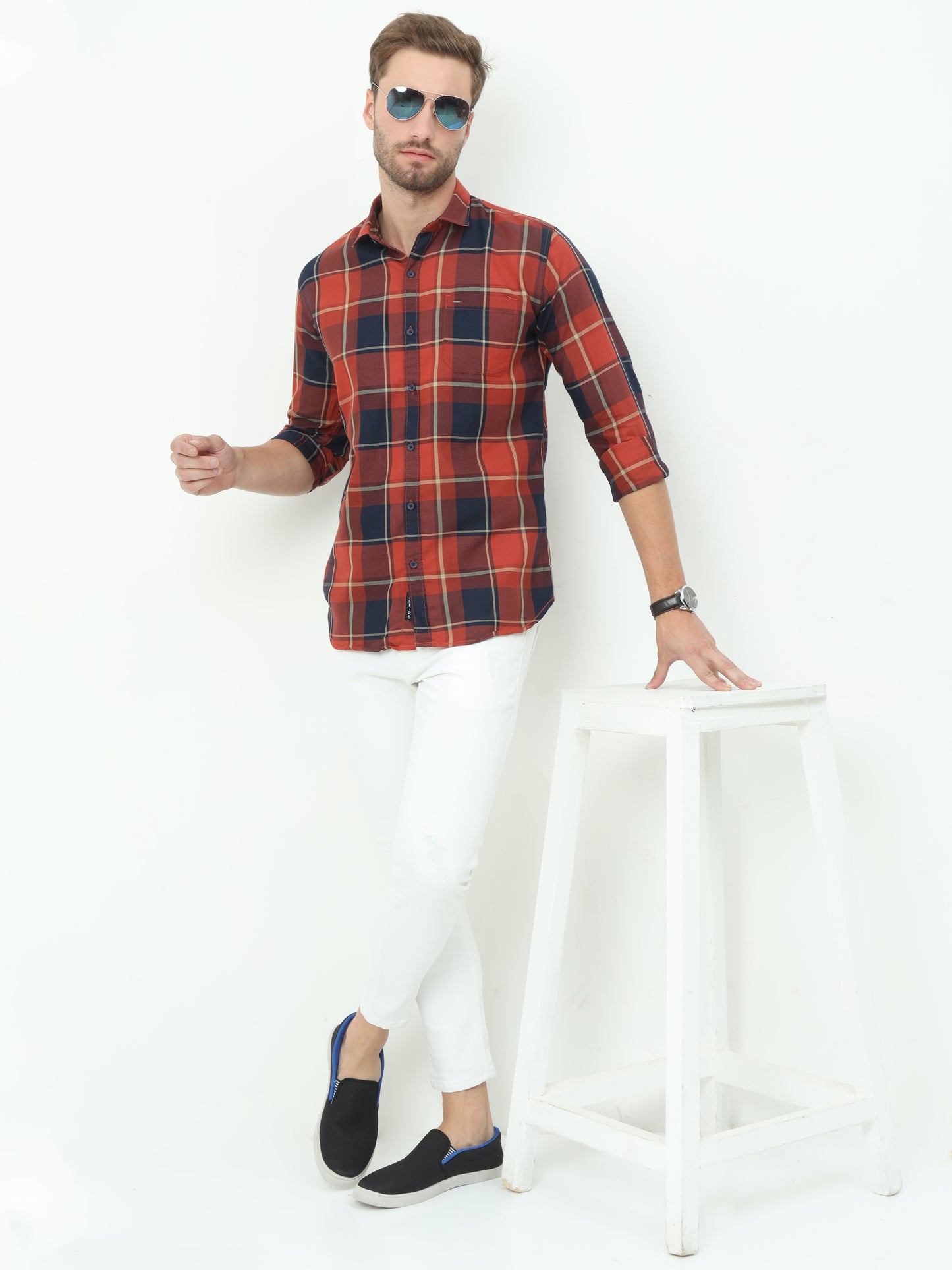 Onfire Checks Brick Shirt
