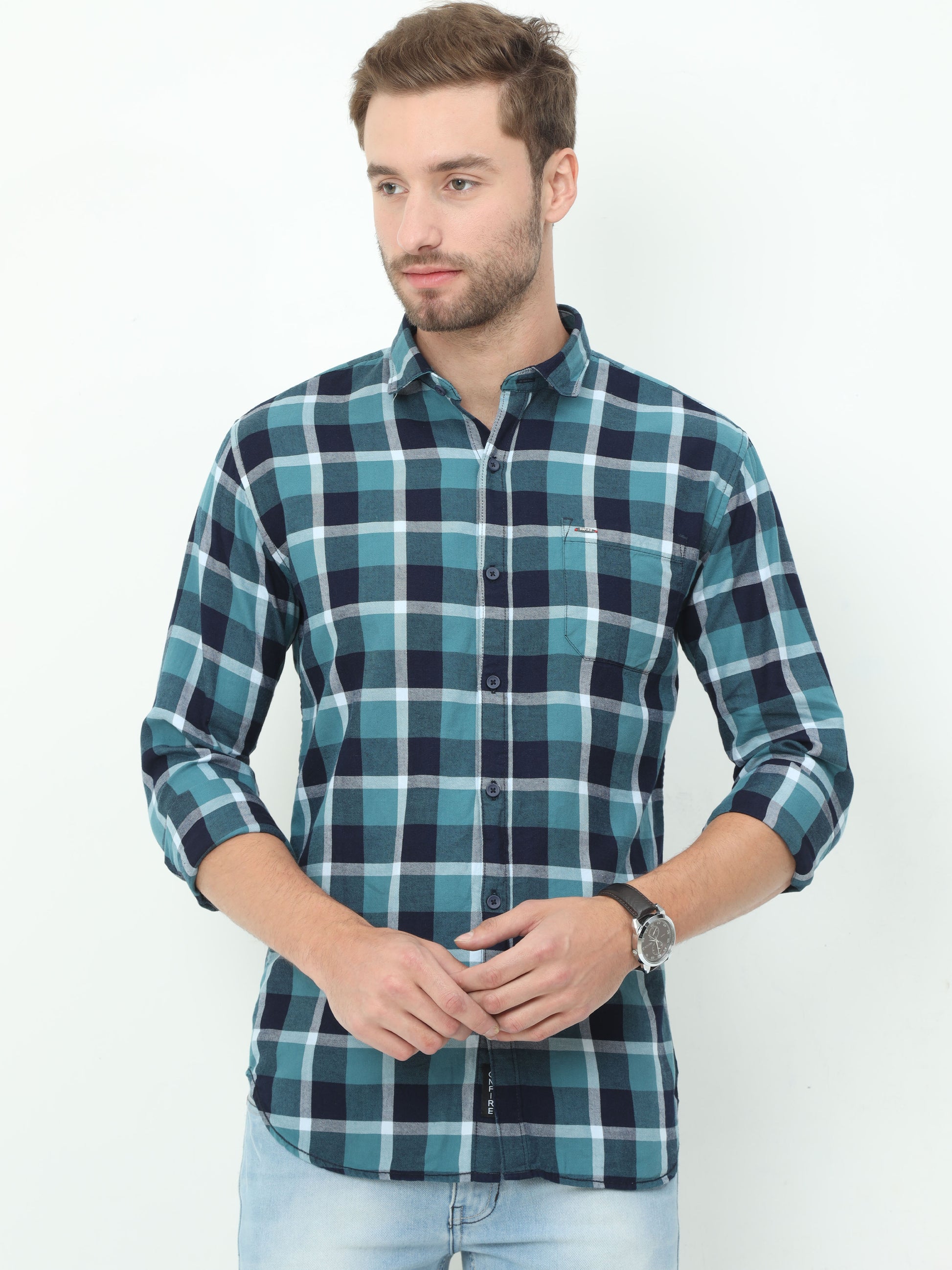 Onfire Marvao Checks Green Shirt