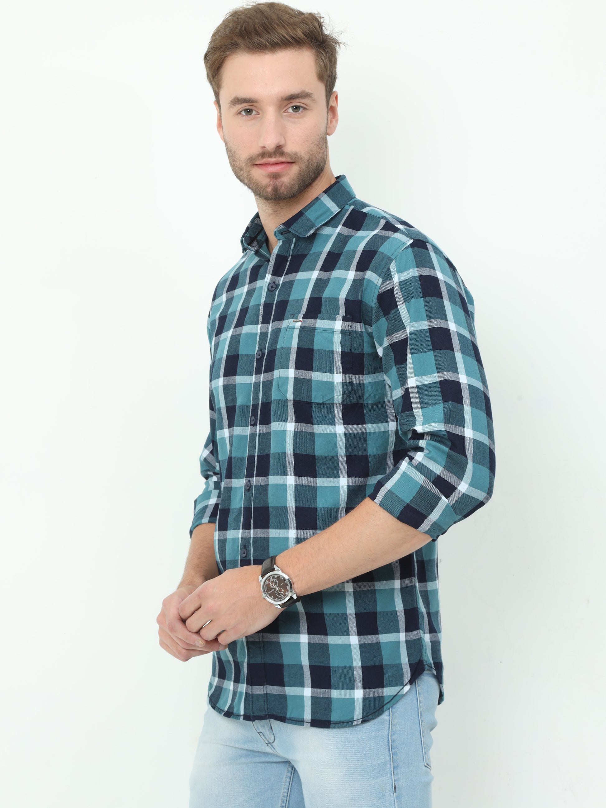 Onfire Marvao Checks Green Shirt