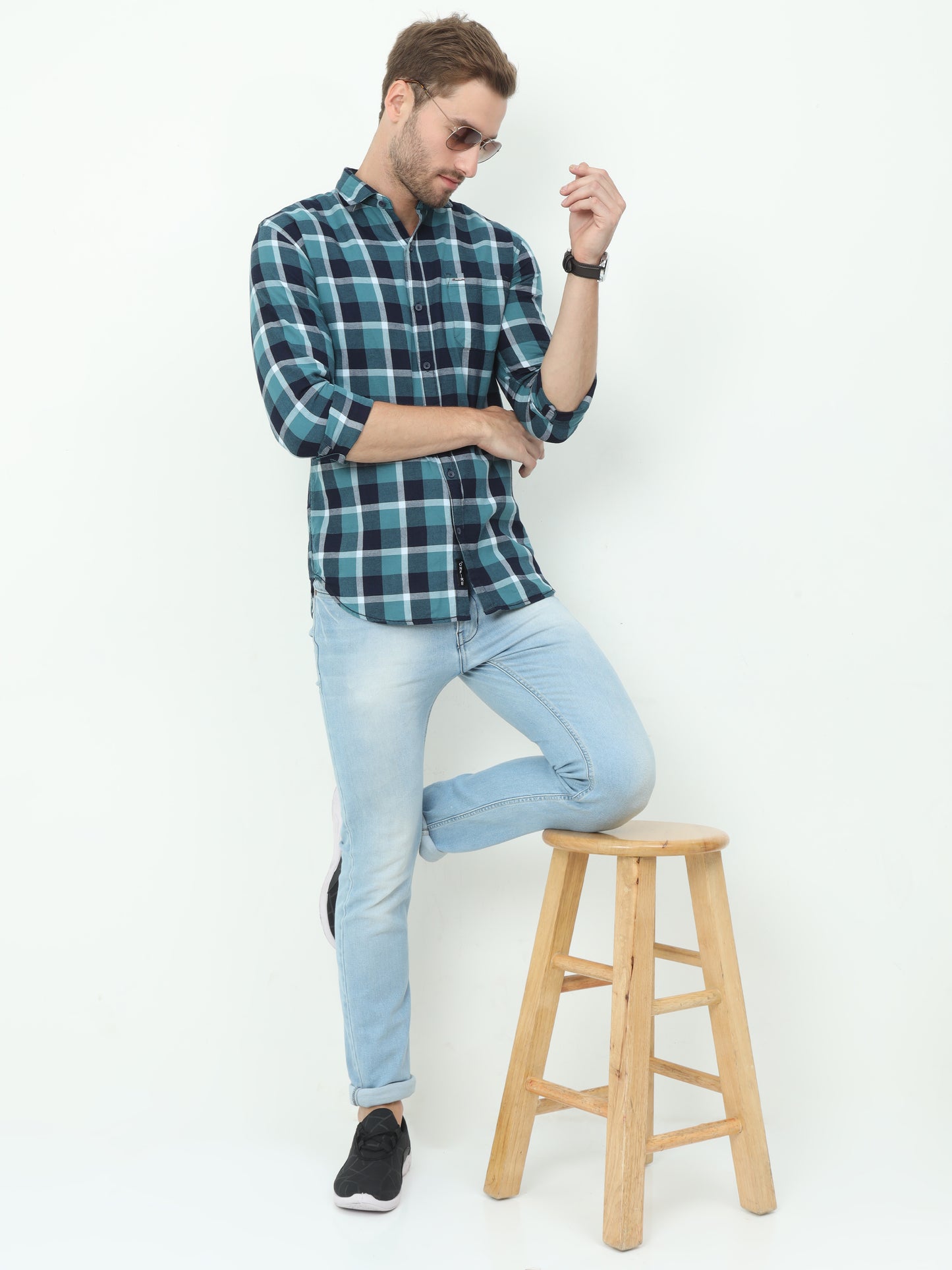Onfire Marvao Checks Green Shirt
