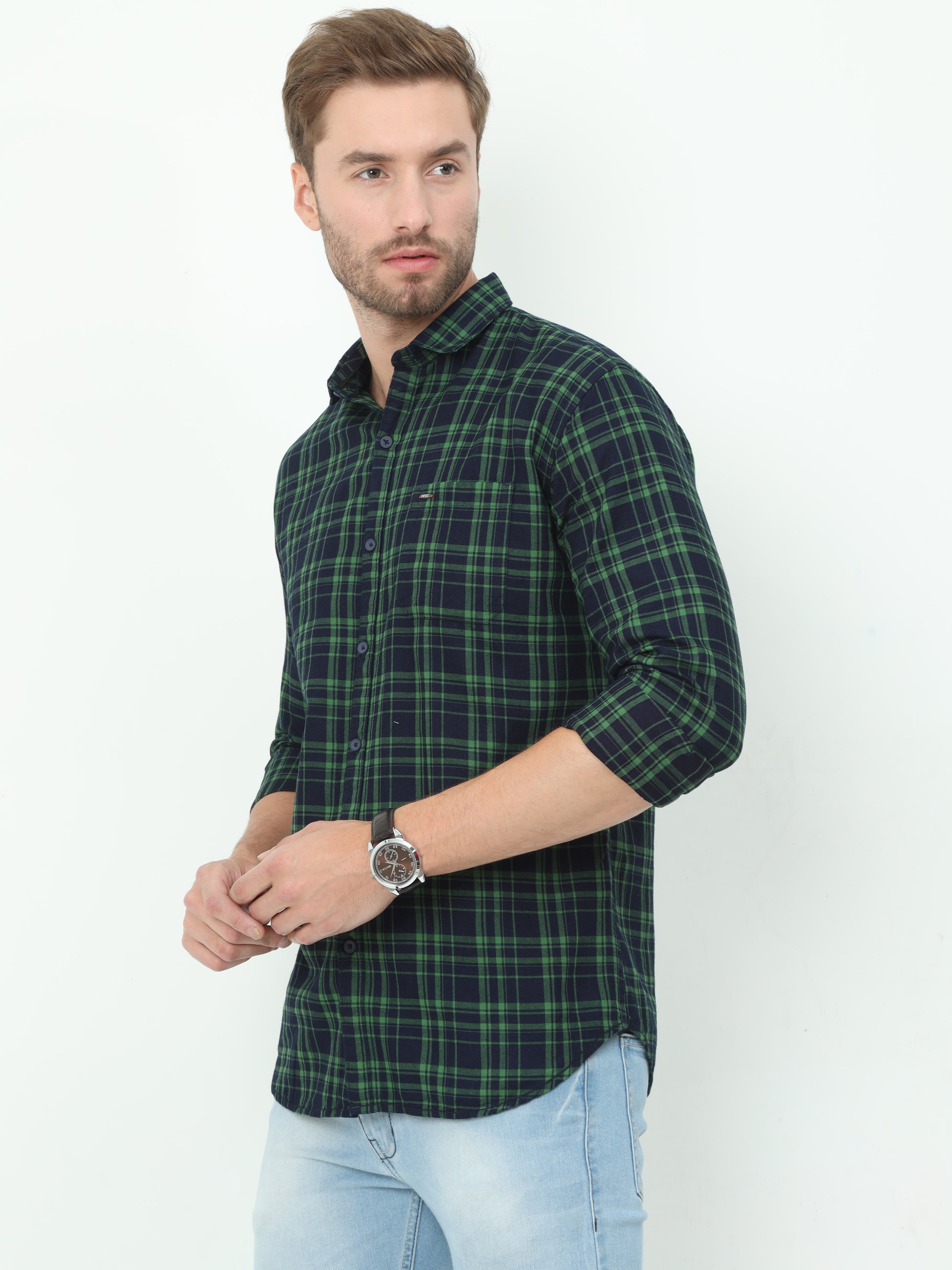 Onfire Checks Green Shirt