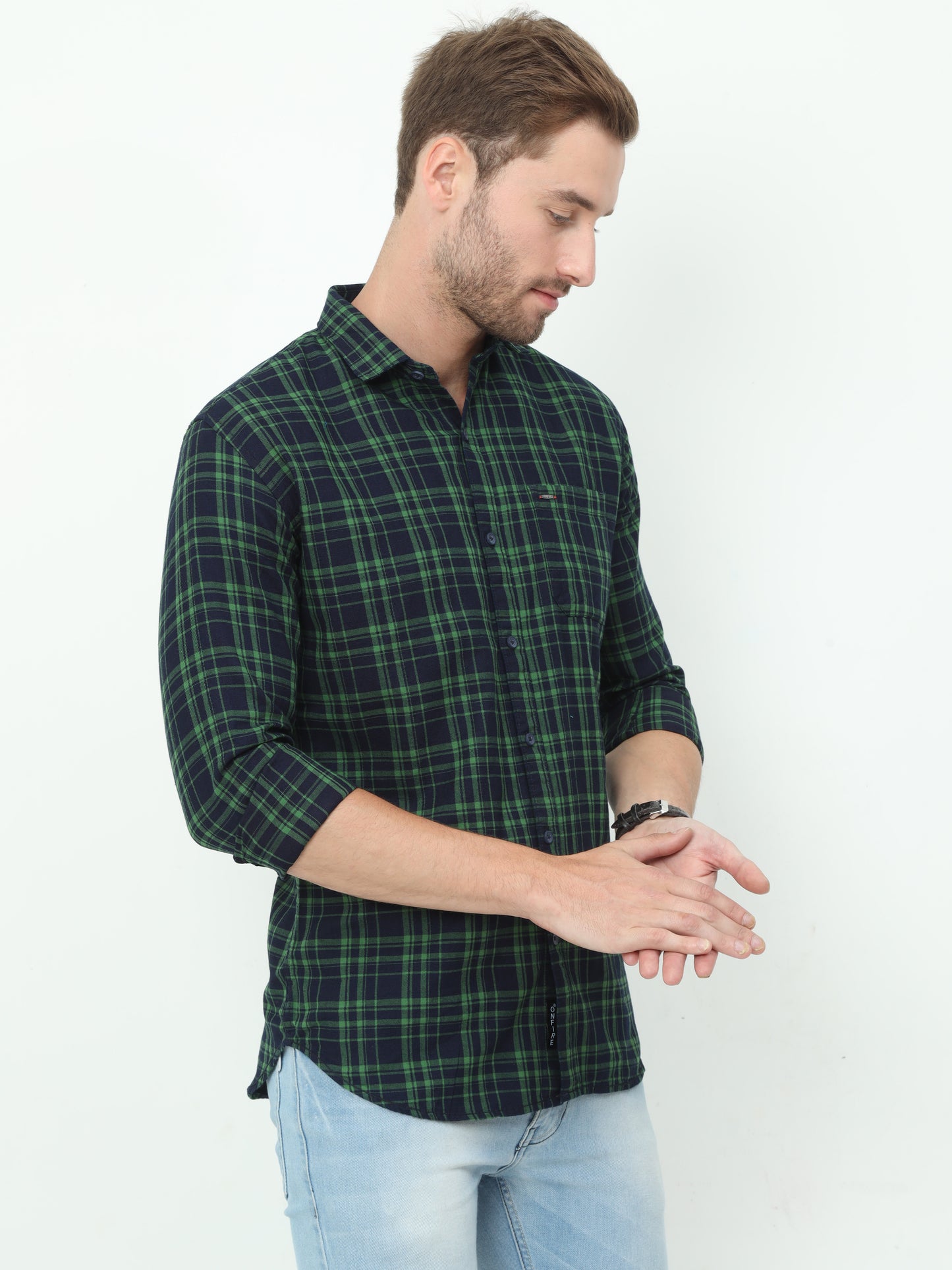 Onfire Checks Green Shirt