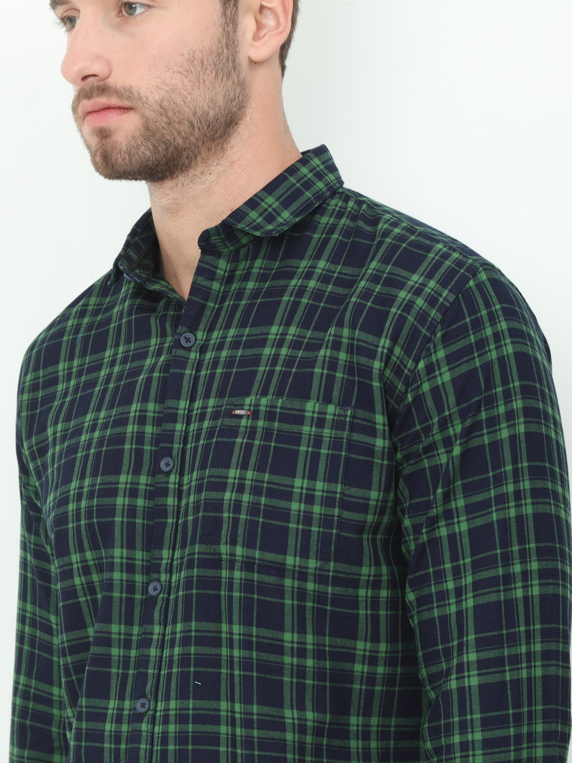Onfire Checks Green Shirt