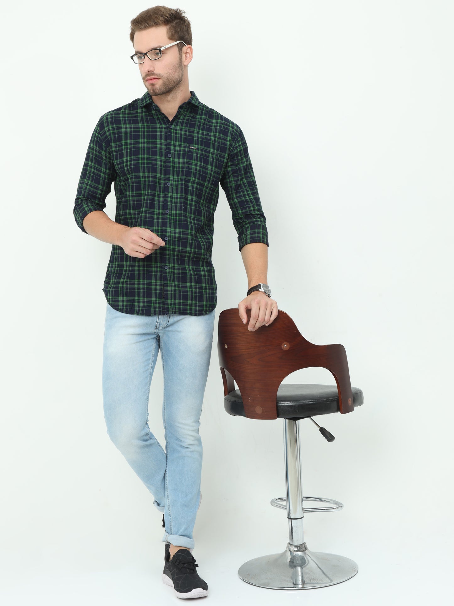 Onfire Checks Green Shirt