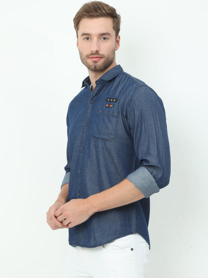 Onfire Solid Denim Blue Shirt