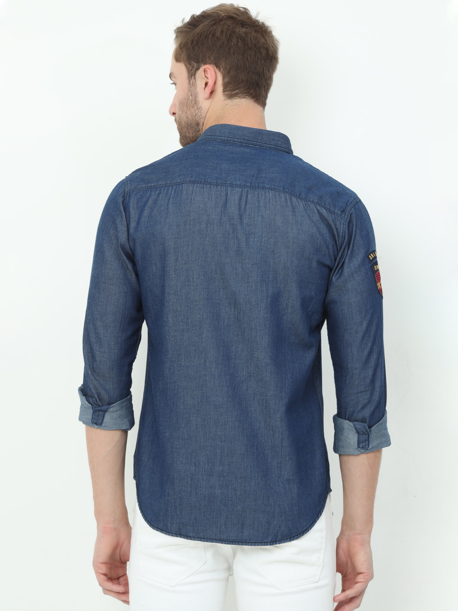 Onfire Solid Denim Blue Shirt