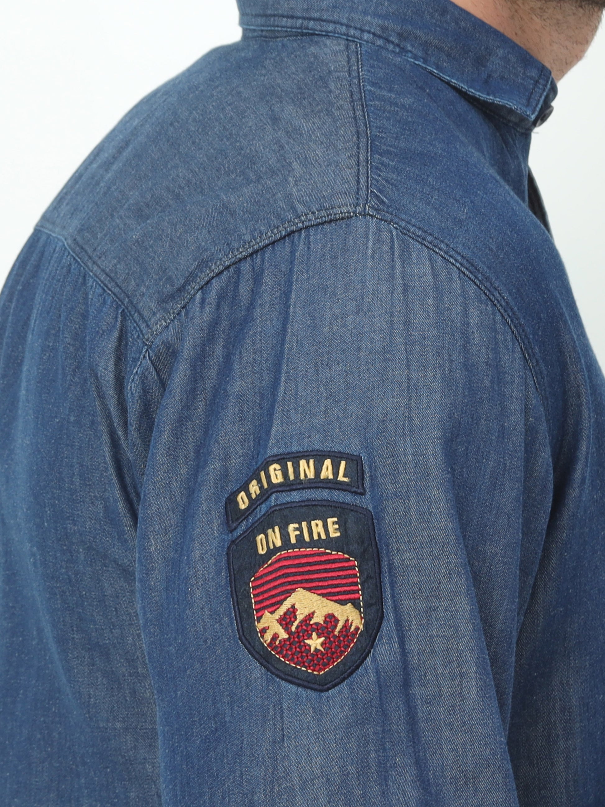 Onfire Solid Denim Blue Shirt