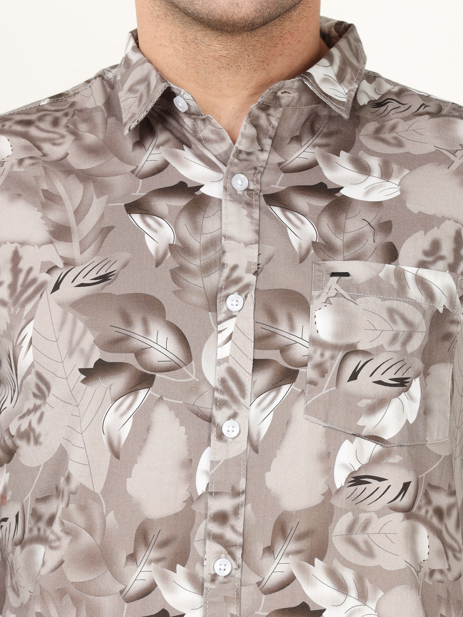 Onfire Dynamic Digital Print Shirt - Light Brown