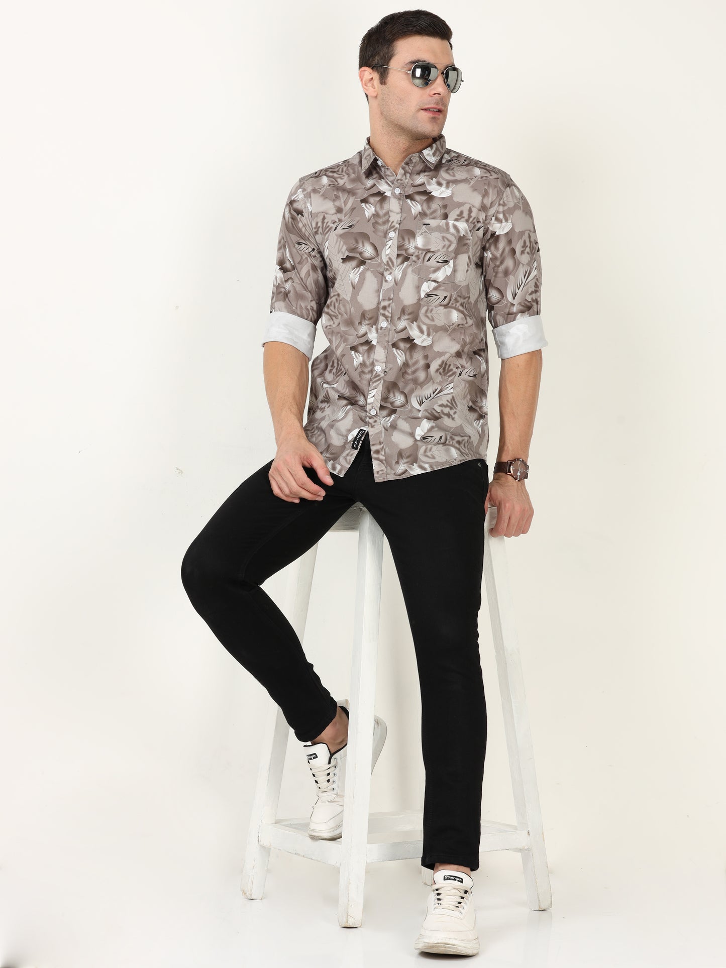 Onfire Dynamic Digital Print Shirt - Light Brown