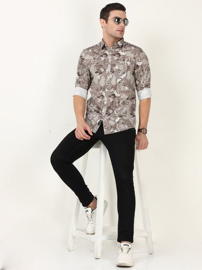 Onfire Dynamic Digital Print Shirt - Light Brown