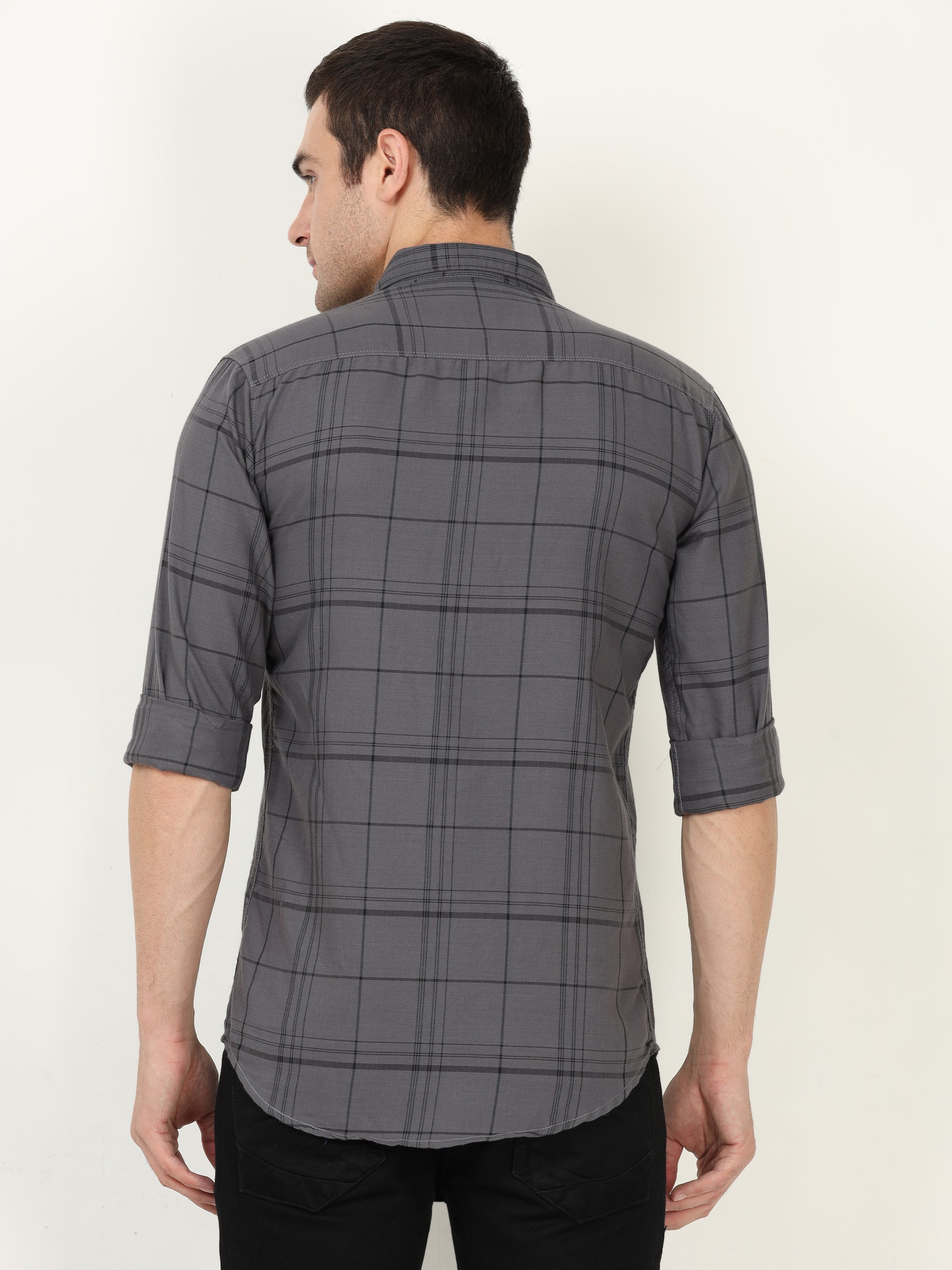 Onfire Checks Grey Cargo Shirt