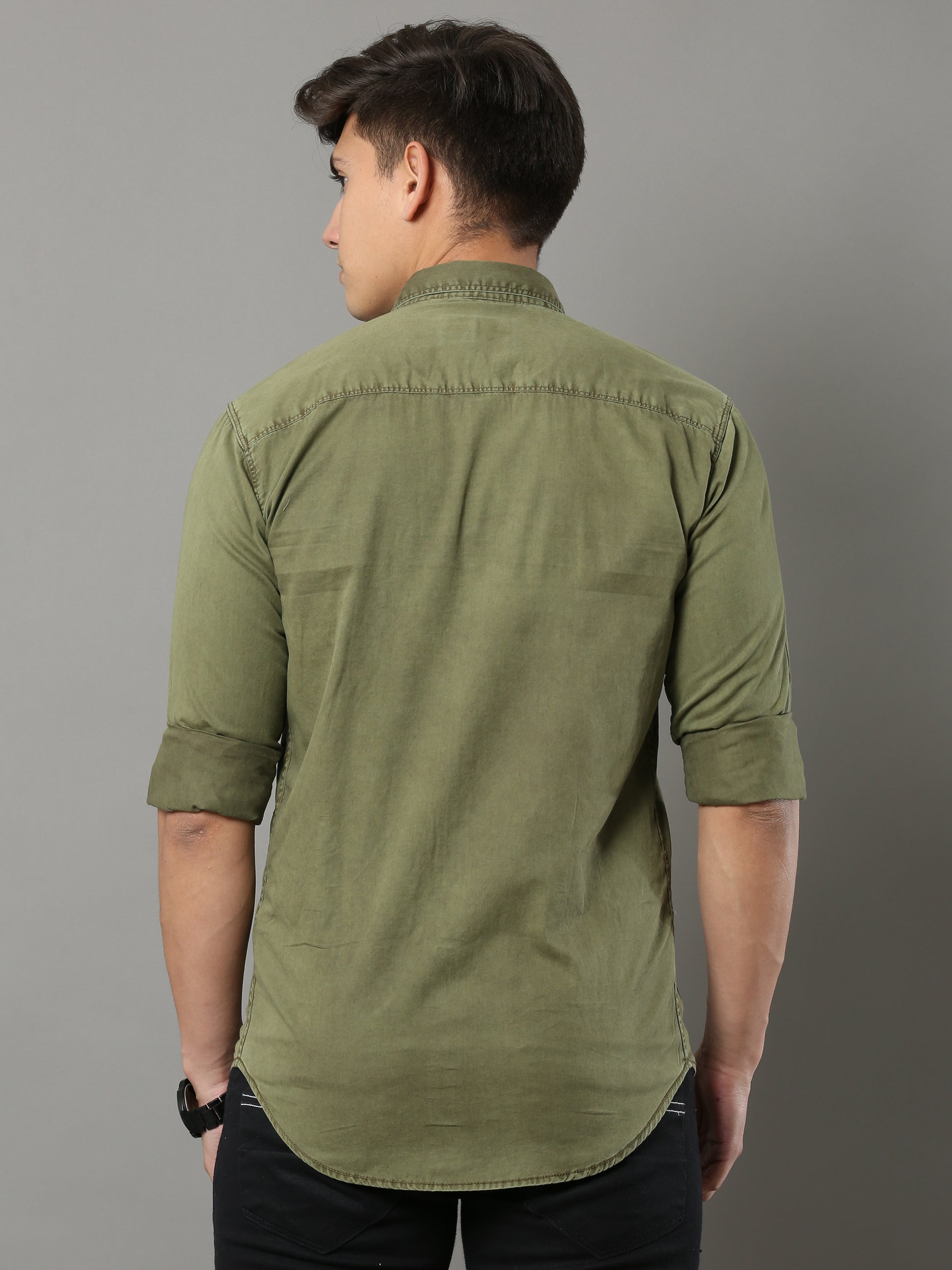 Onfire Sulphur Cargo Mehandi Green Shirt
