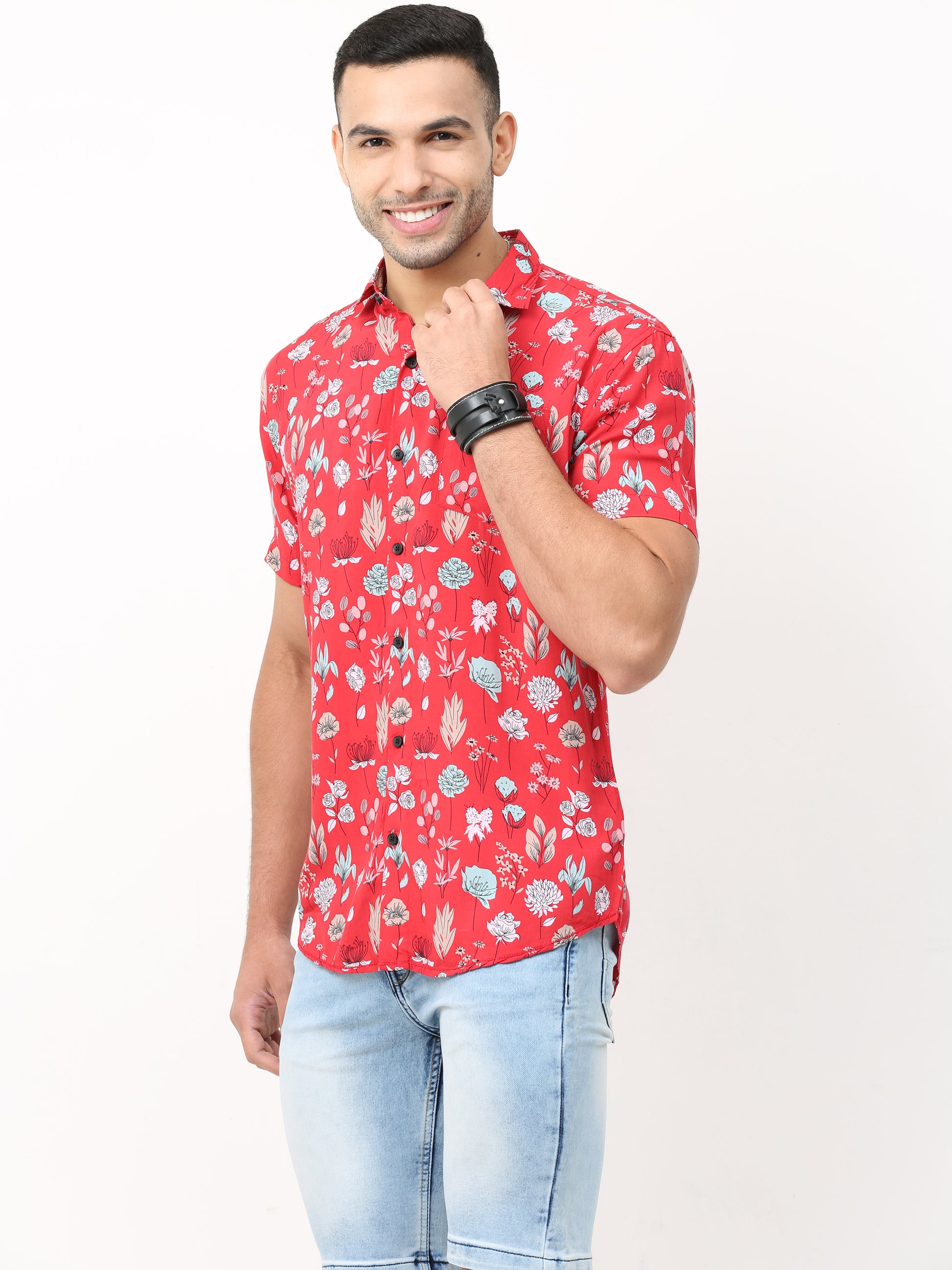 Onfire Floral Red Shirt