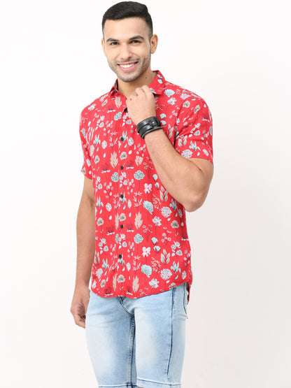 Onfire Floral Red Shirt
