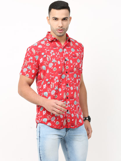 Onfire Floral Red Shirt
