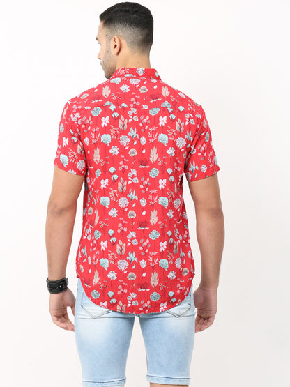 Onfire Floral Red Shirt