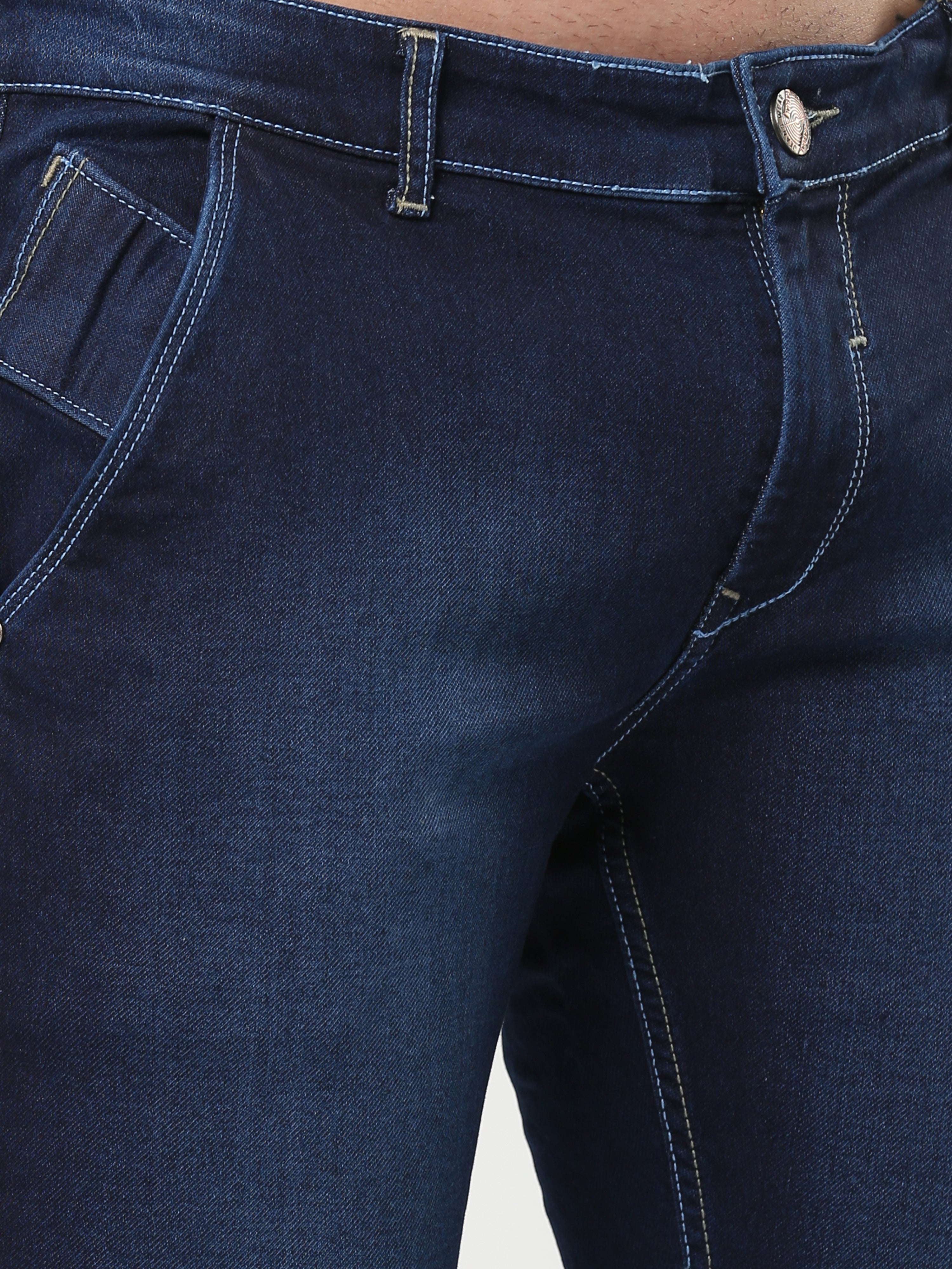 Branded Plain Indigo Blue Jeans For Men