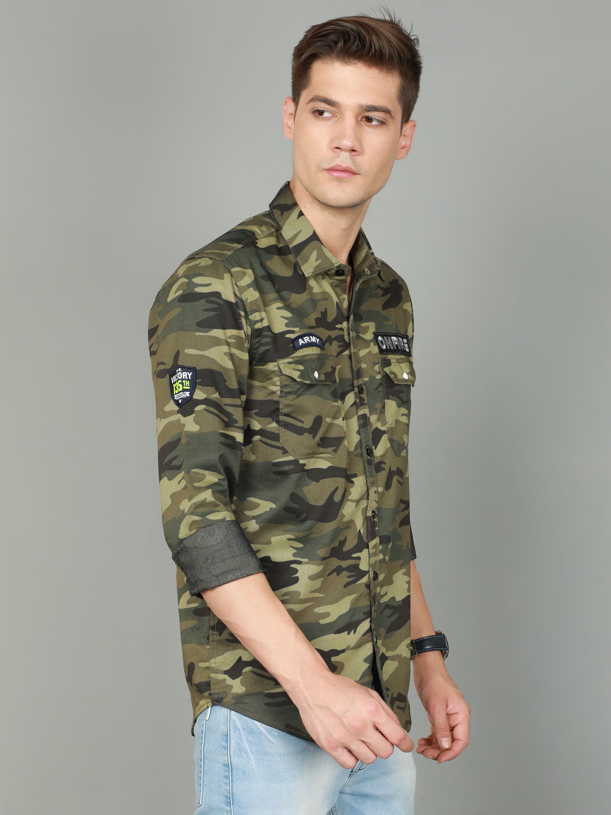 Onfire Camouflage Green Shirt