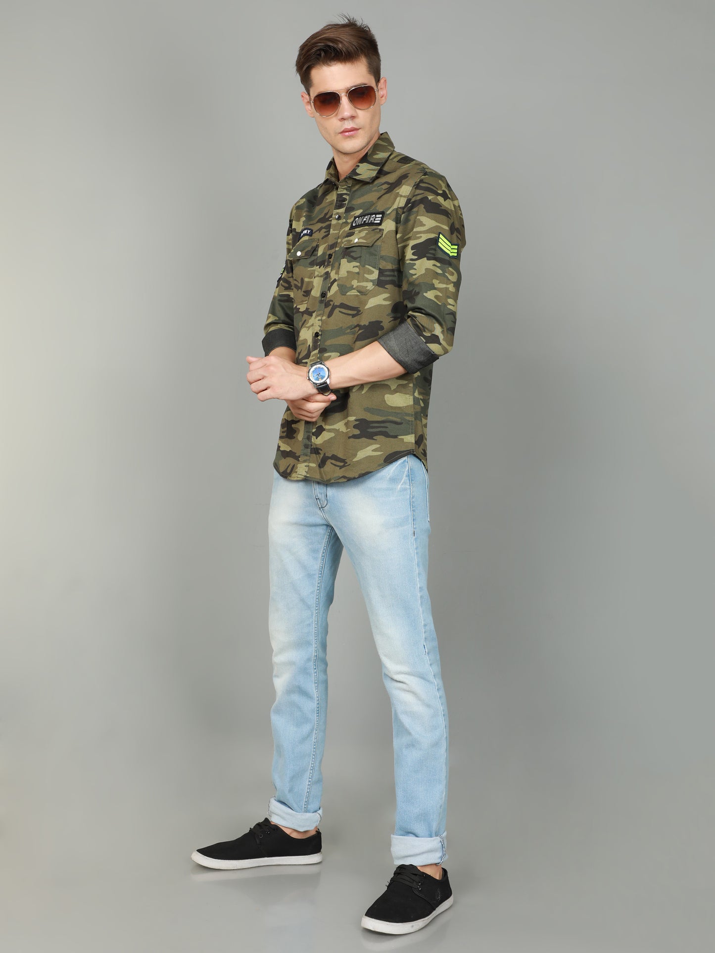 Onfire Camouflage Green Shirt