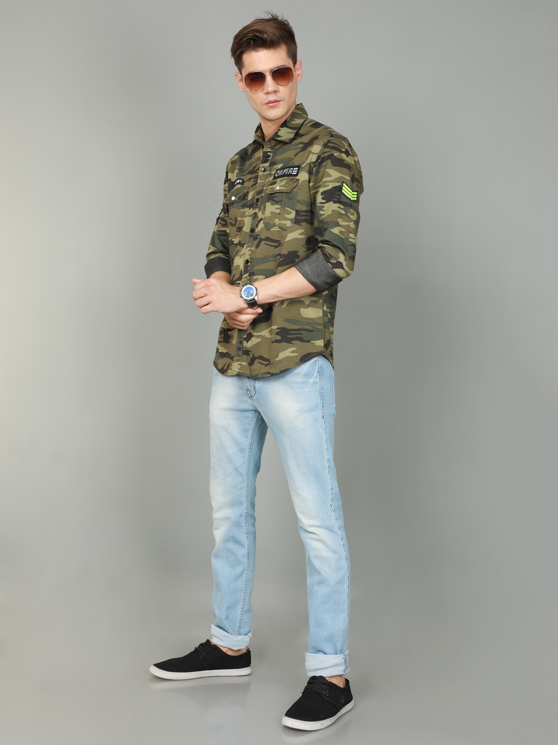 Onfire Camouflage Green Shirt