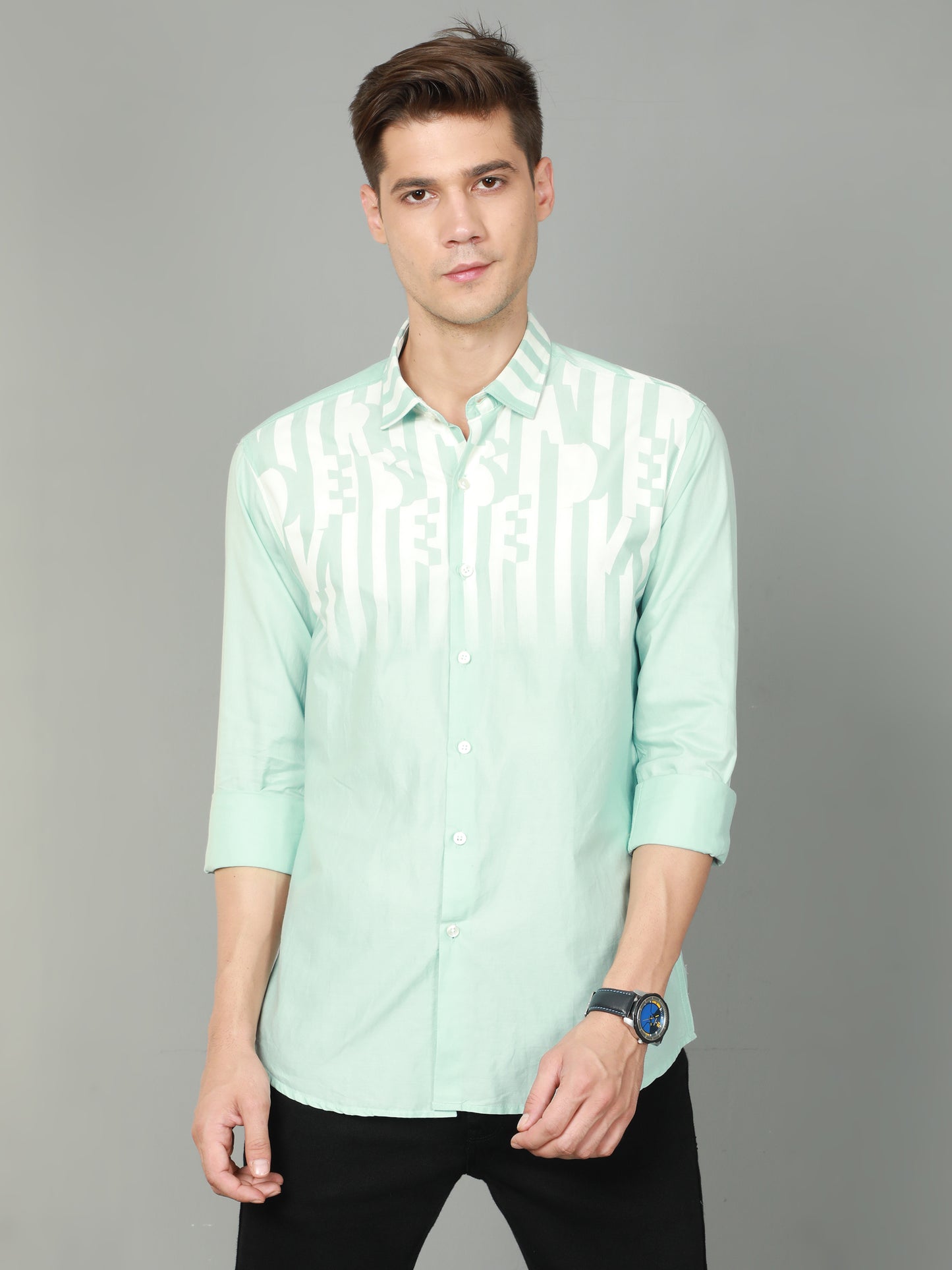 Onfire Designer Light Green Shirt