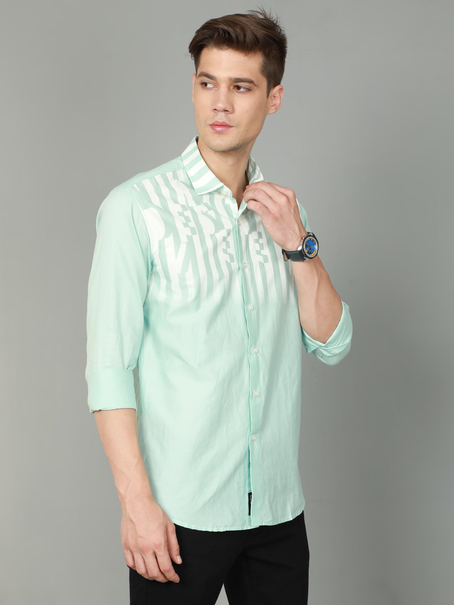 Onfire Designer Light Green Shirt