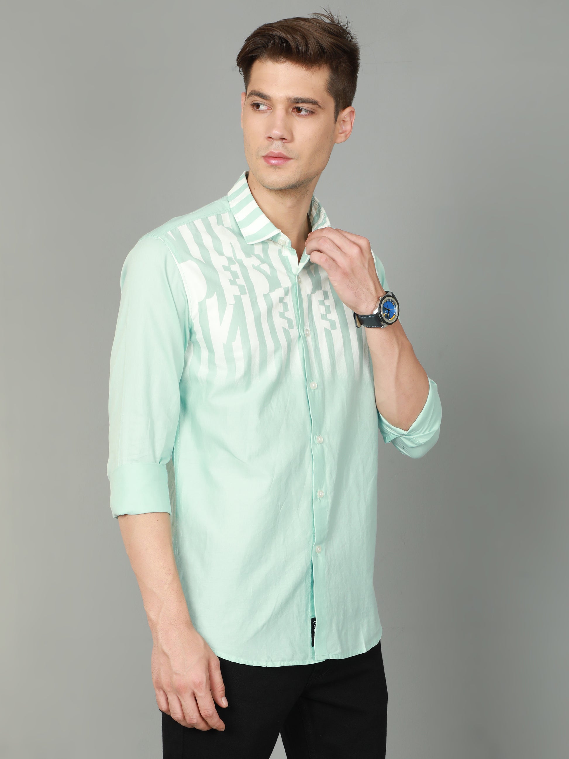 Onfire Designer Light Green Shirt