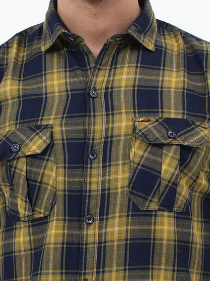 Onfire Checks Yellow/Blue Cargo Shirt