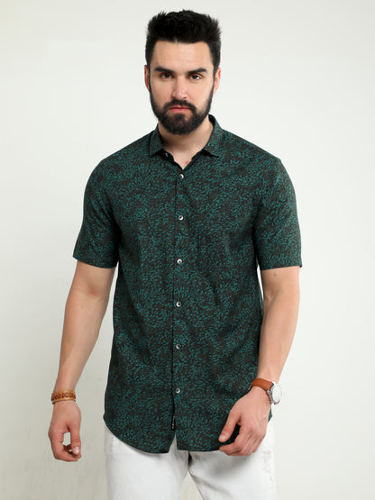 Onfire half sleeves spot dot print bottle green