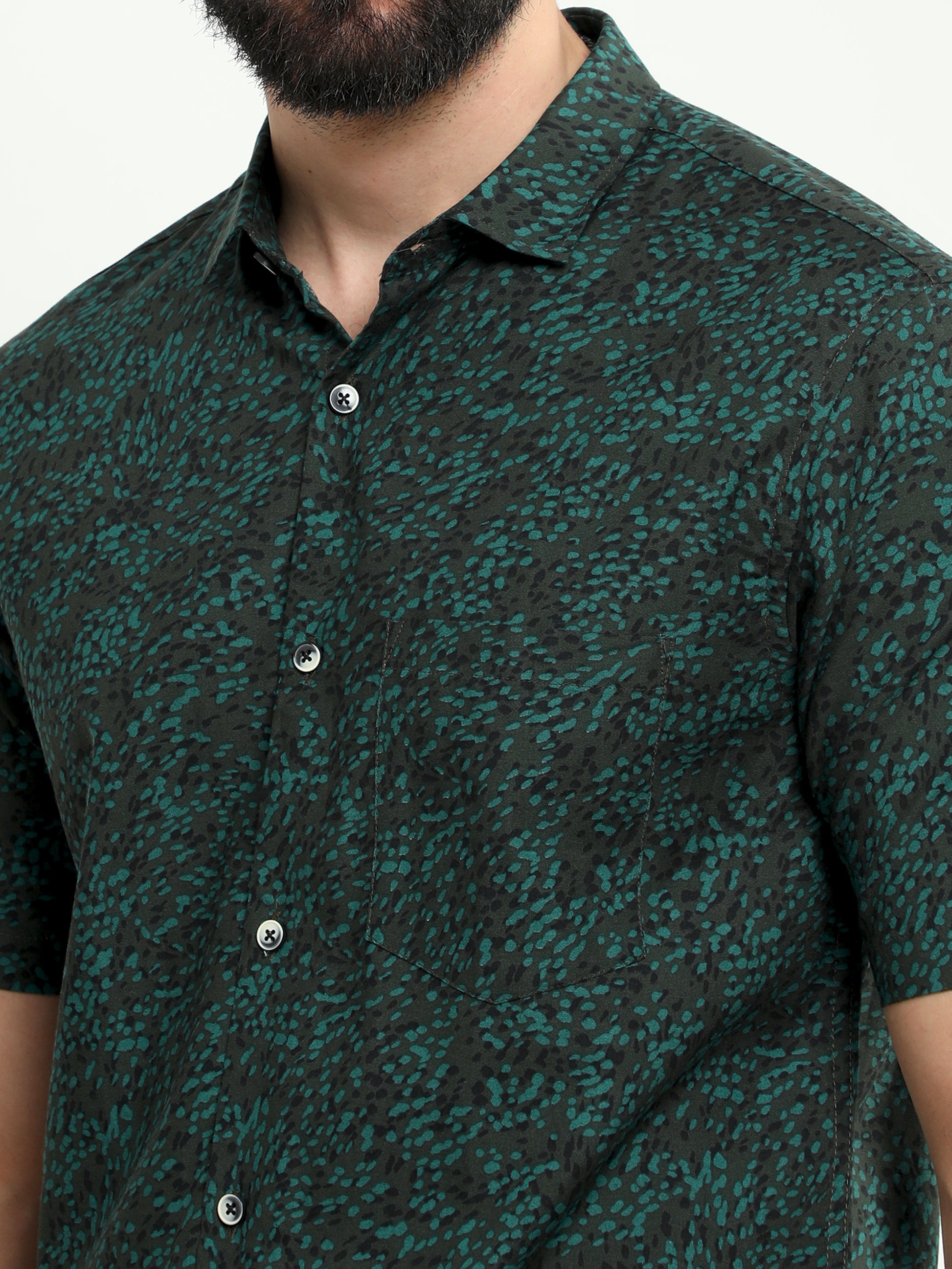 Onfire half sleeves spot dot print bottle green