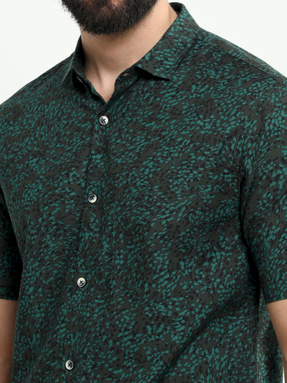 Onfire half sleeves spot dot print bottle green