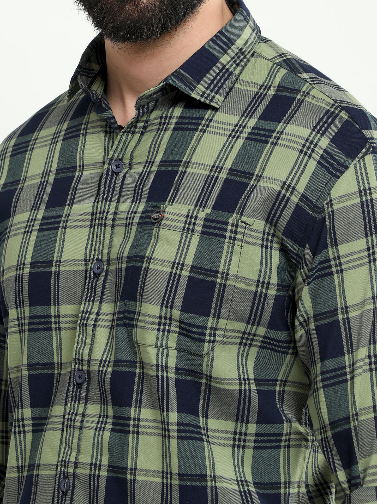 Onfire twill lycra checks shirt green