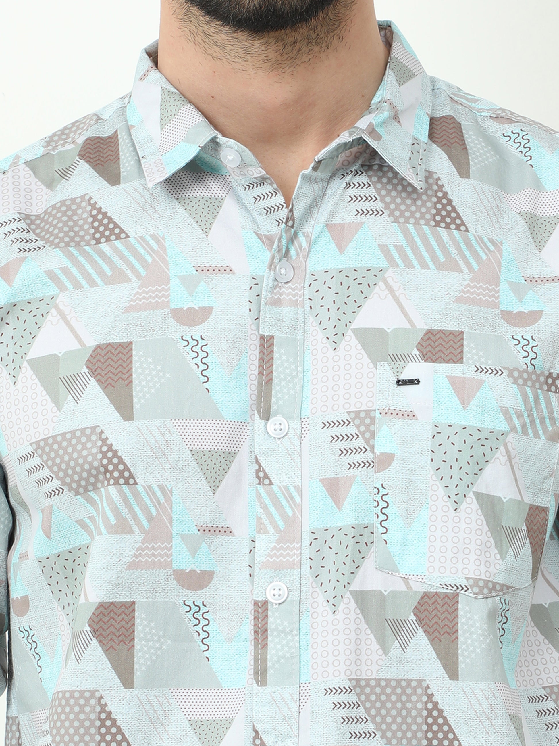 Onfire Abstract Digital Print Shirt - Light Blue