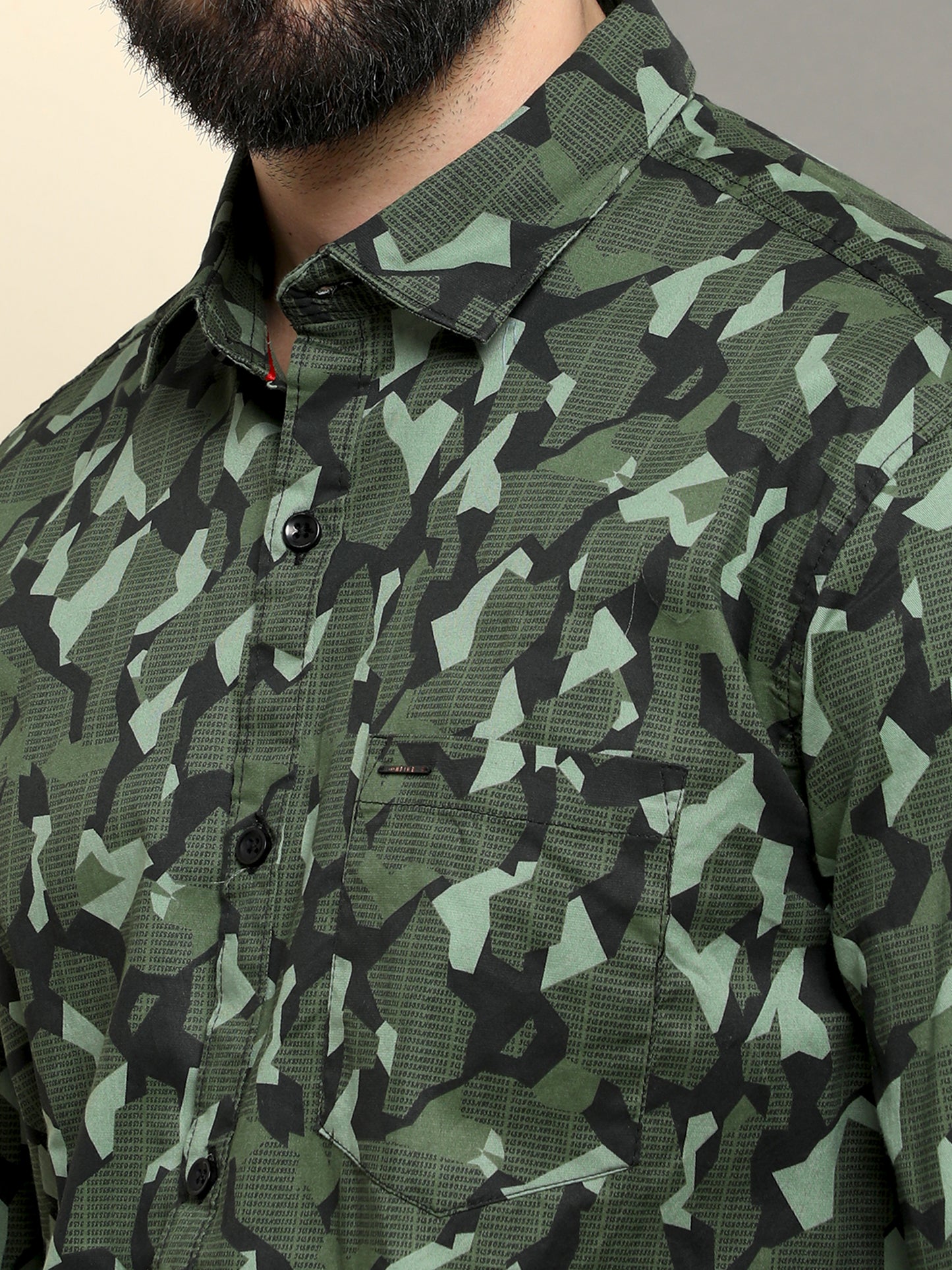 Onfire Brazil Camaflouge Lycra Print Green Shirt - A2103A