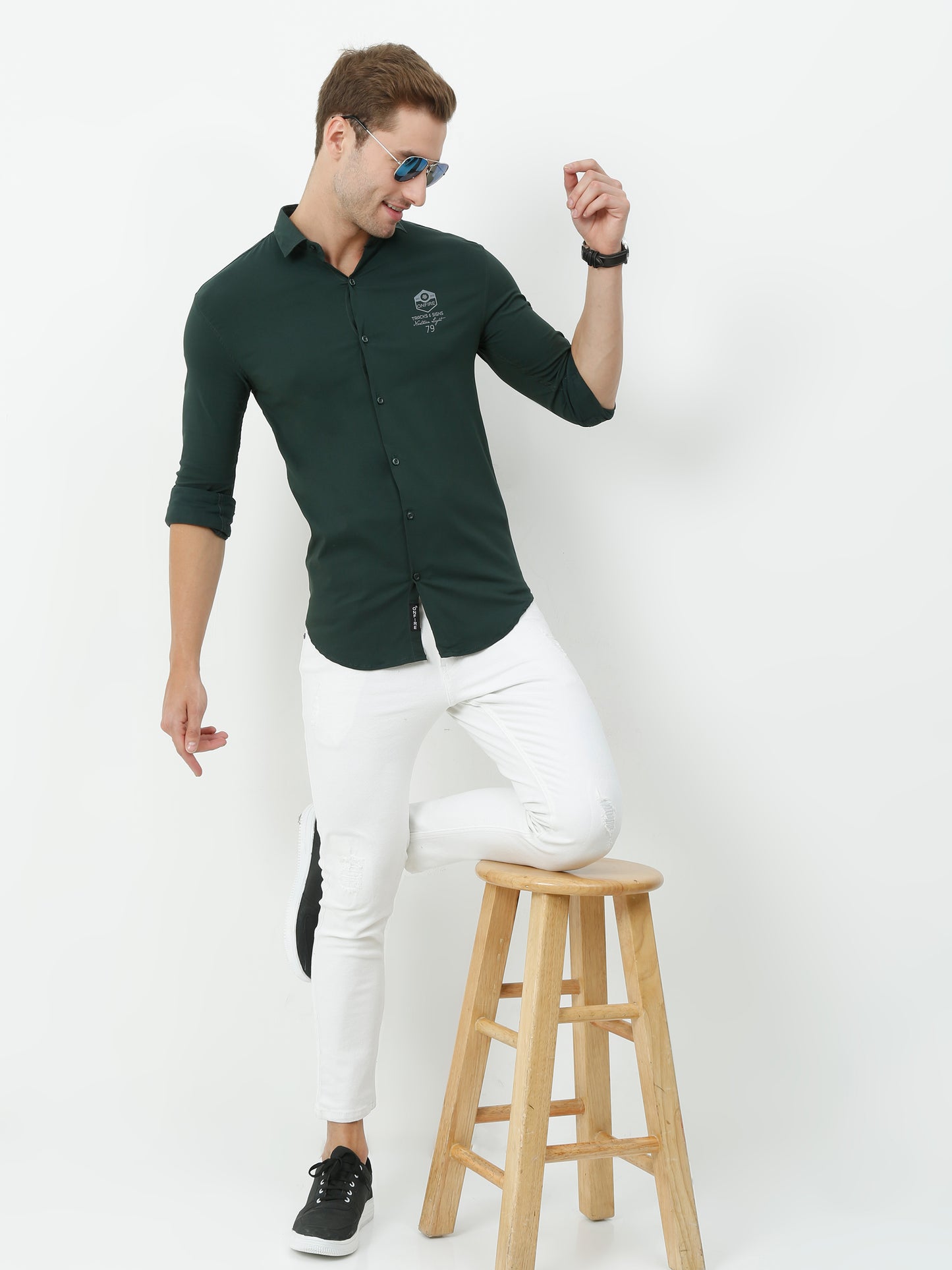 Onfire Designer Olive Green Shirt